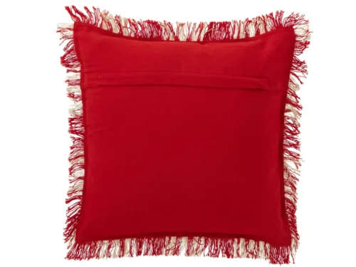 Kerstkussen Haltine Rood 45x45 cm met speelse franjes, zacht katoen en feestelijke uitstraling