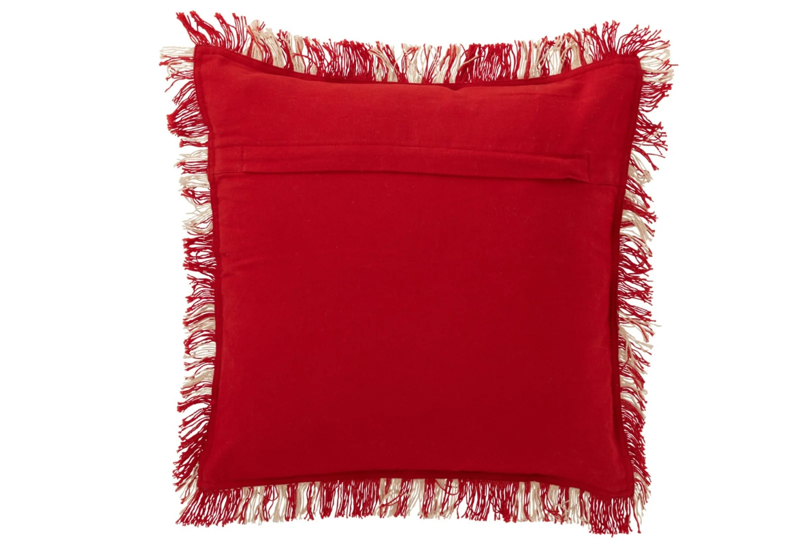 Kerstkussen Haltine Rood 45x45 cm met speelse franjes, zacht katoen en feestelijke uitstraling