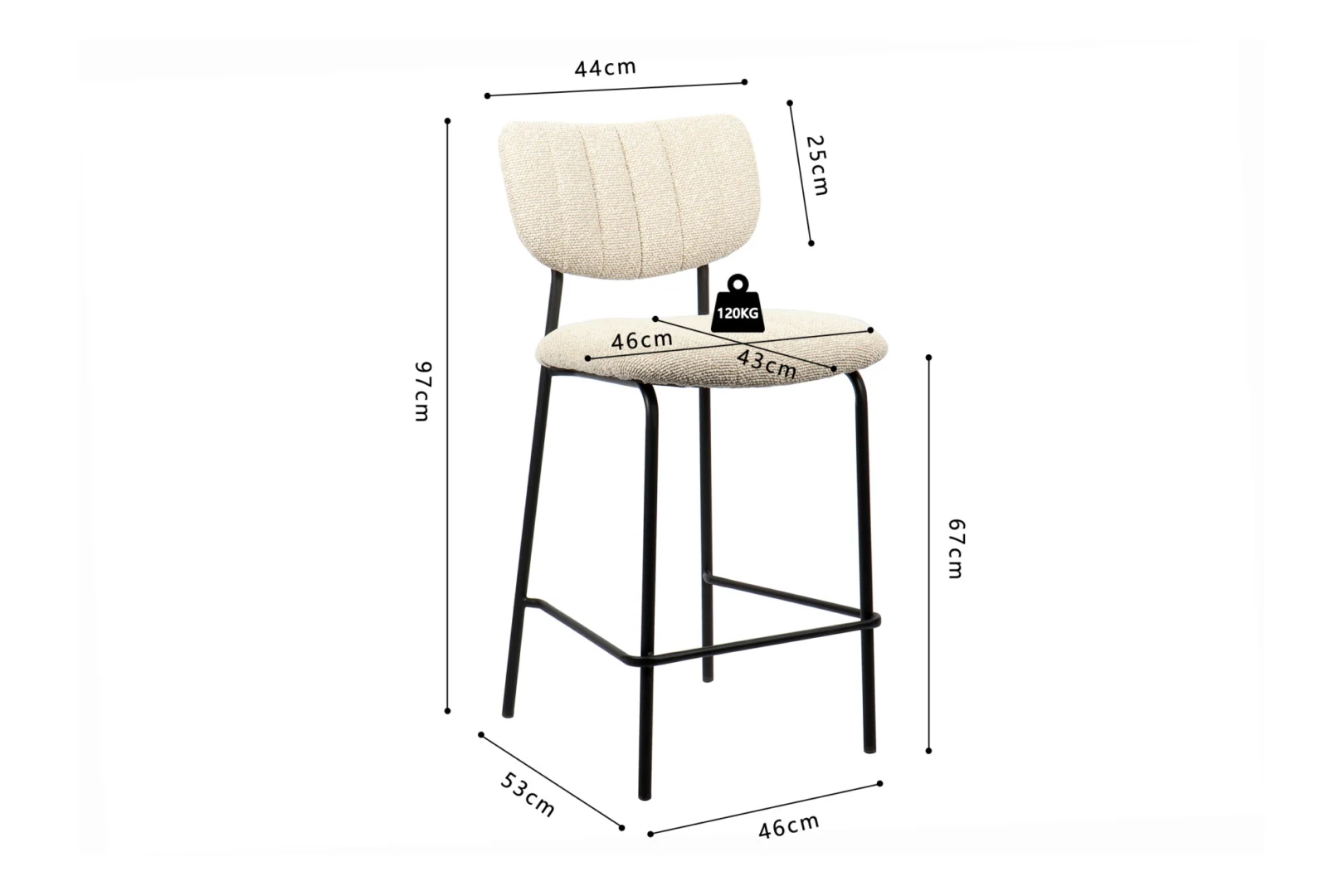 Counterstoel Kurmir Beige - Afbeelding 9