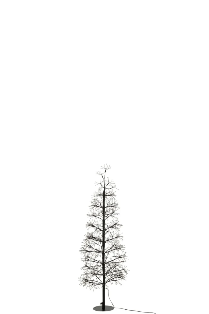 Kunstboom Laulton zwart met warmwitte LED-verlichting, slank metalen ontwerp H120 cm