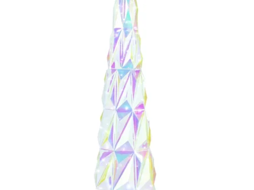 Herrone kunstboom van PVC met meerkleurige LED-verlichting, 178 cm hoog en iriserend design