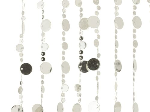 Gordijn Candi Zilver met ronde glanzende discs, 200 cm lang, modern en licht woonaccessoire