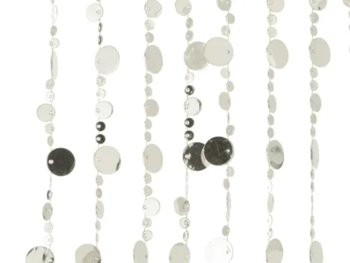 Gordijn Candi Zilver met ronde glanzende discs, 200 cm lang, modern en licht woonaccessoire