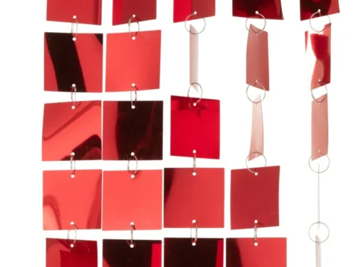 Gordijn Skaunon Rood met vierkante PVC-lamellen en glanzende afwerking aan een rail