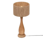 Tafellamp Naaro van hout en jute, 54 cm hoog, met warme natuurlijke uitstraling en snoerschakelaar
