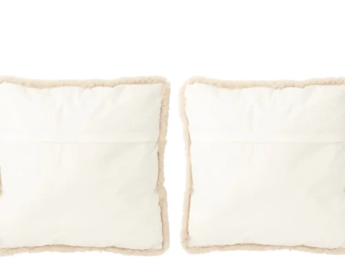 Kussen Reital beige set van 2, 60 x 60 cm, met zachte fluffy rand en tijdloze uitstraling