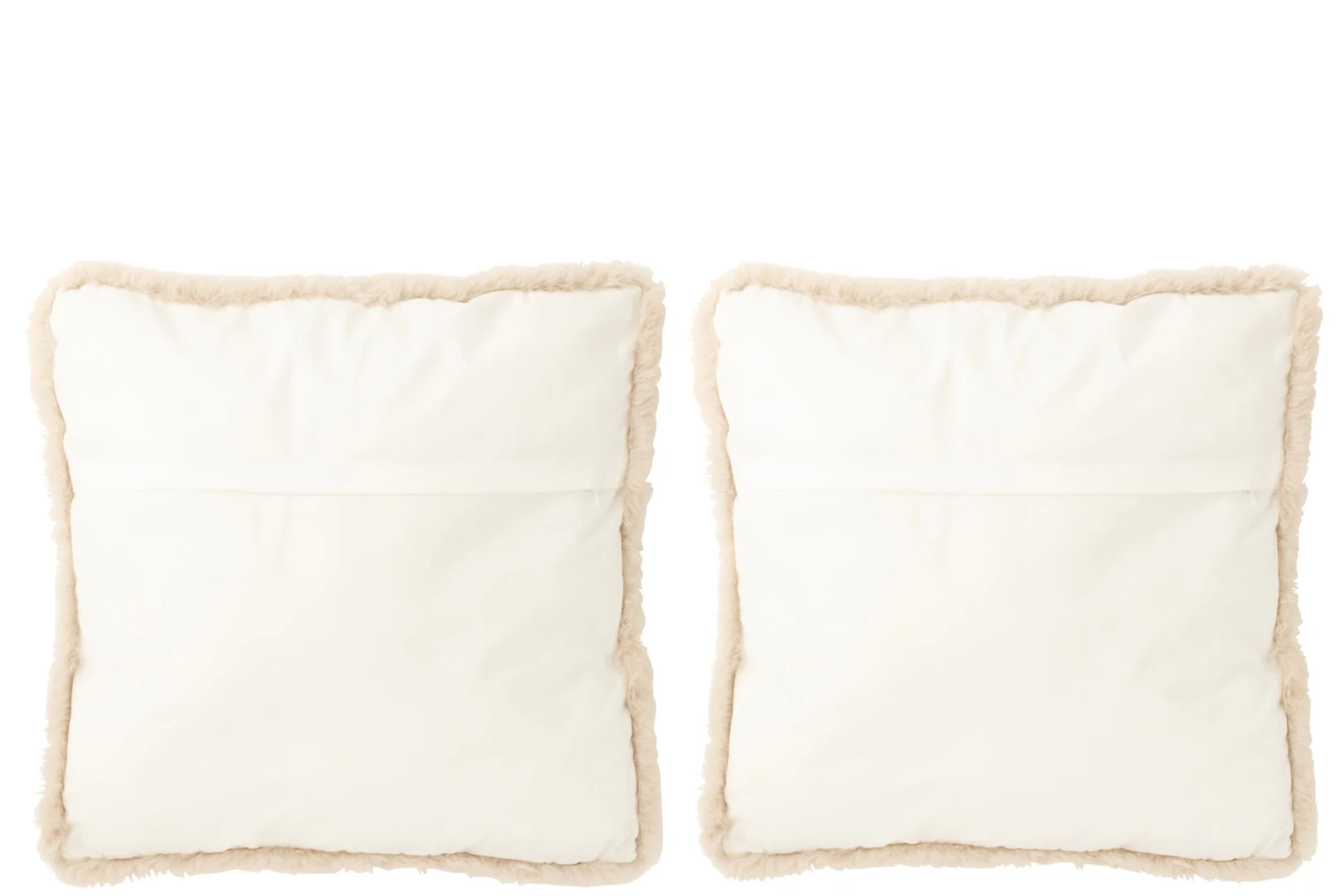 Kussen Reital beige set van 2, 60 x 60 cm, met zachte fluffy rand en tijdloze uitstraling