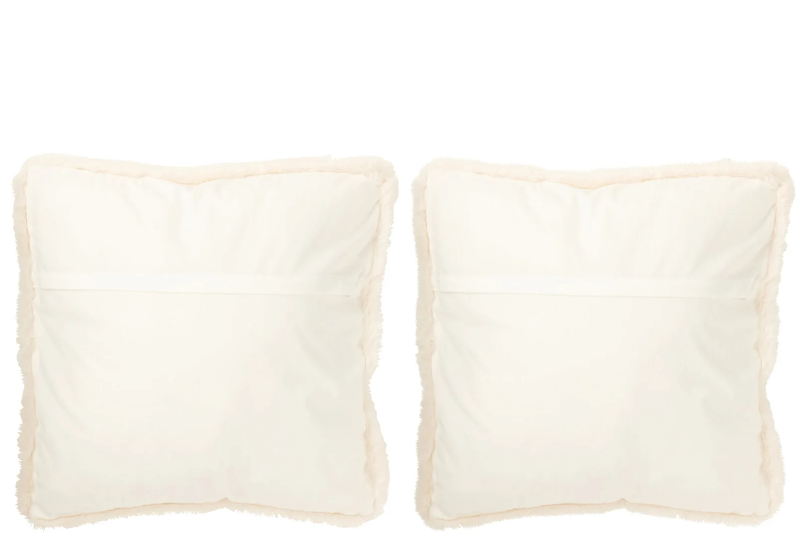 Zummen beige sierkussens set van 2, 60 x 60 cm, zacht polyester met decoratieve franjerand