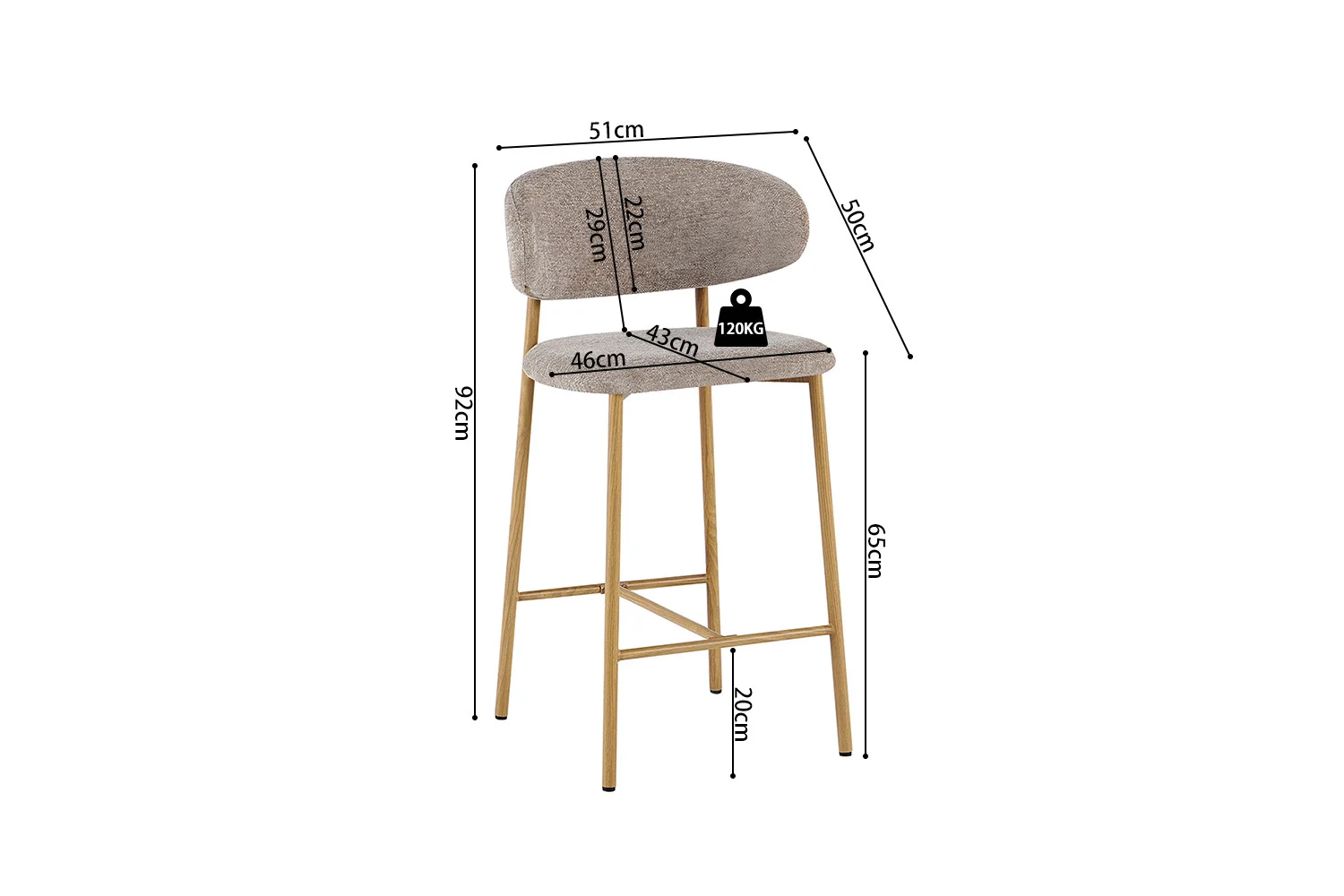 Counterstoel Bolvum Naturel - Afbeelding 12