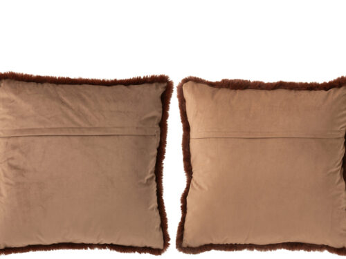Paardenkussen Vunsik bruin, set van 2, met zachte fluffy rand en 60 x 60 cm formaat