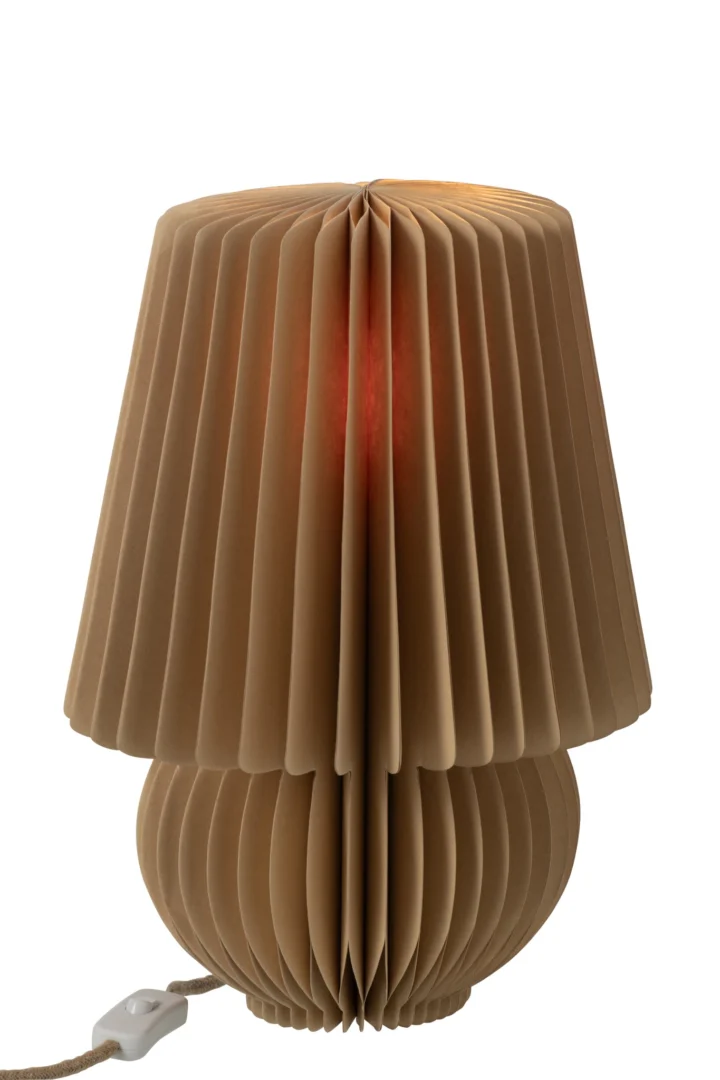 Decoratie Faavon papier bruin, opvouwbaar decoratieobject met warme, natuurlijke uitstraling en lampvorm