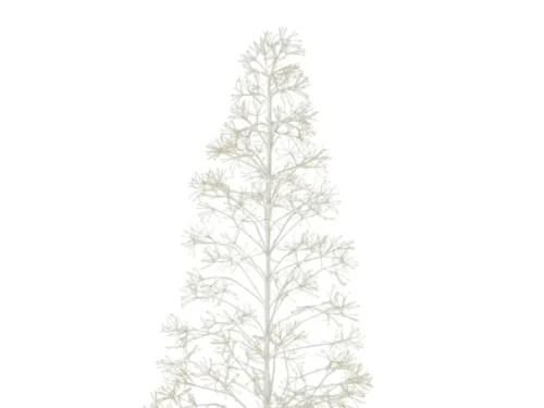 Witte Kunstboom Prassu Metaal H210 cm met slanke takken en LED-verlichting op ronde voet