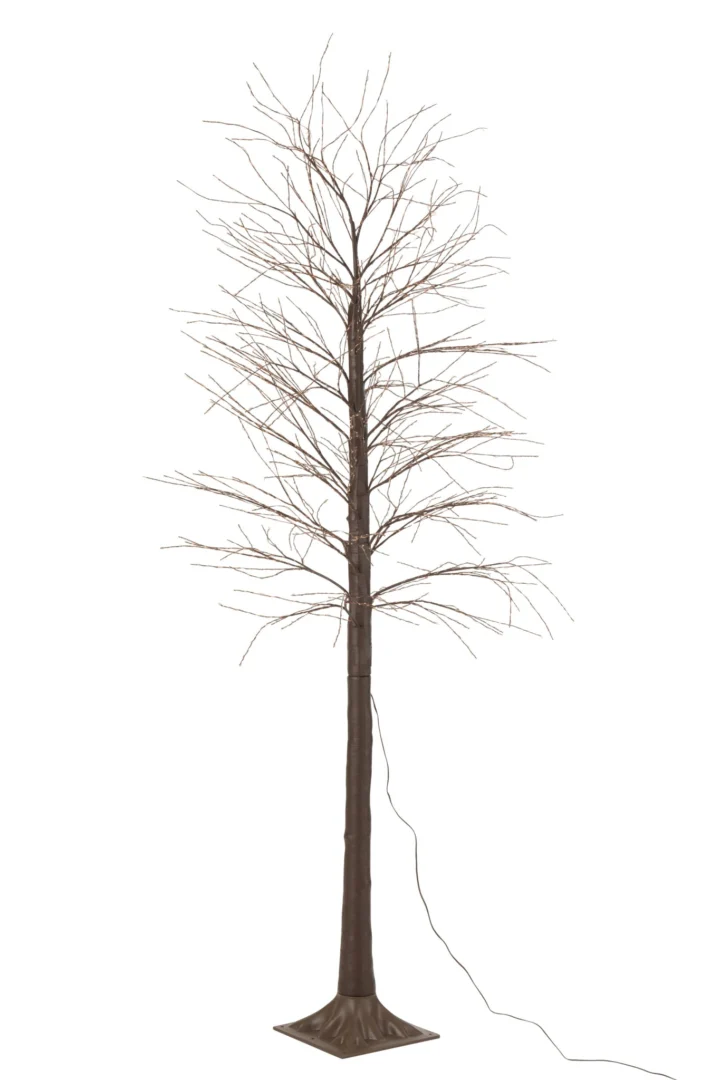 Bruine Kunstboom Joomesta met slanke stam, 210 cm hoog en LED-aansluiting