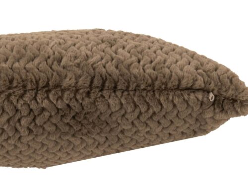 Bastia bruin kussen 45x45 cm met zachte teddylook en ritssluiting