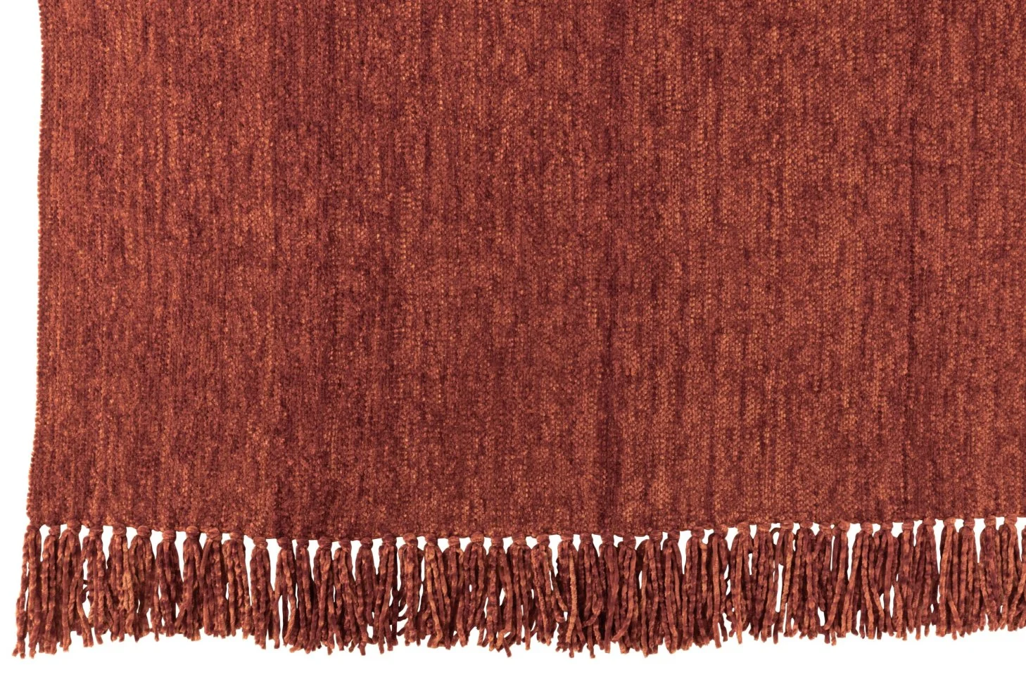 Bruine Deken Meintund met zachte chenillelook en speelse franjes, 170 x 130 cm