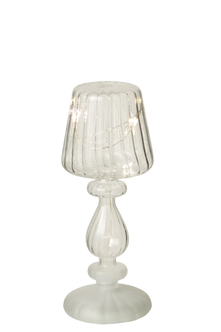 Transparante LED tafellamp Skeitar Glas met gesatineerd glas en slank design