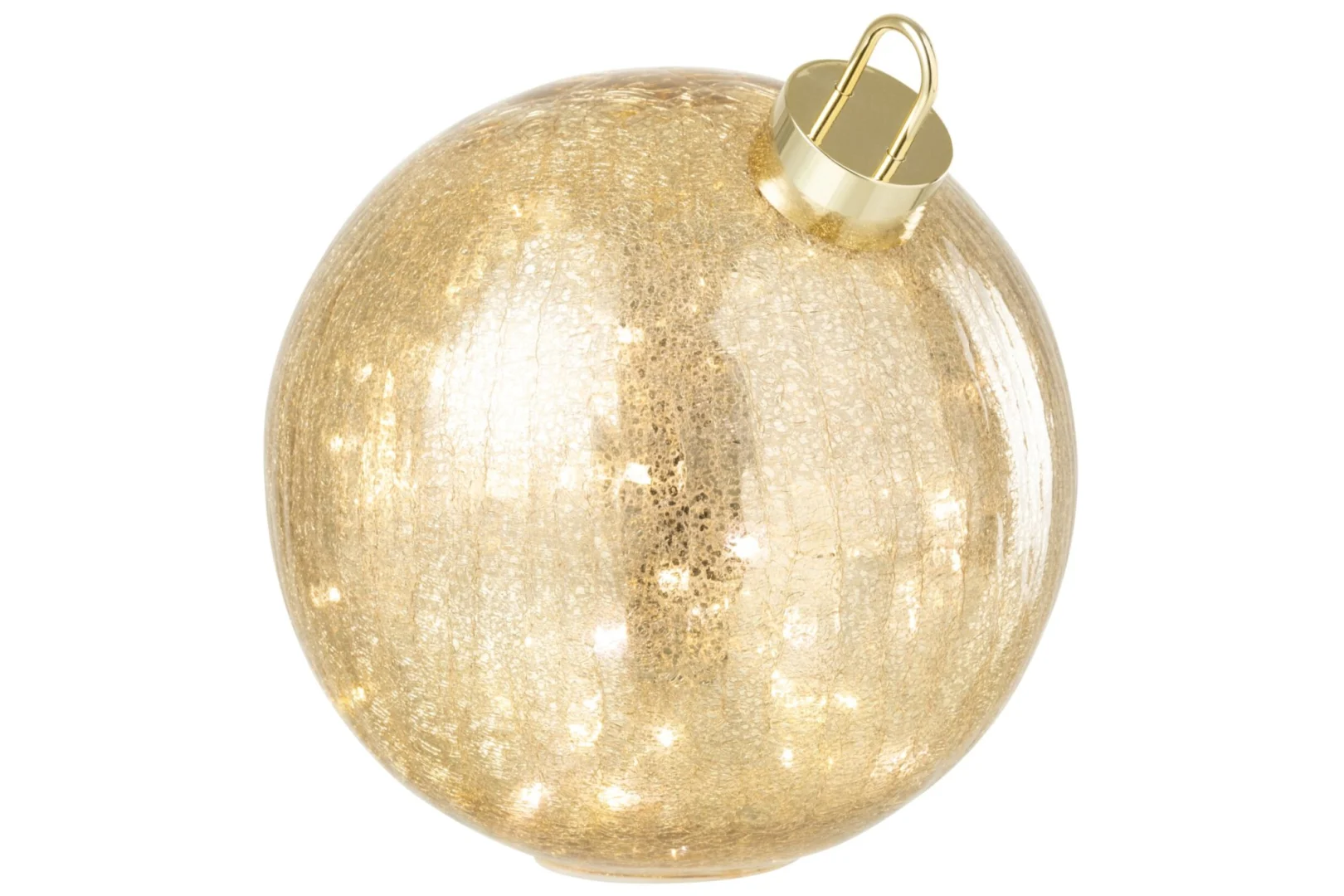 Preennal glazen LED-kerstbal goud met luxe glans en hanger