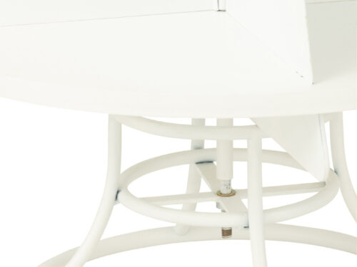 Witte Preebond kerstboom van metaal en MDF, 120 cm hoog, met strakke moderne vorm