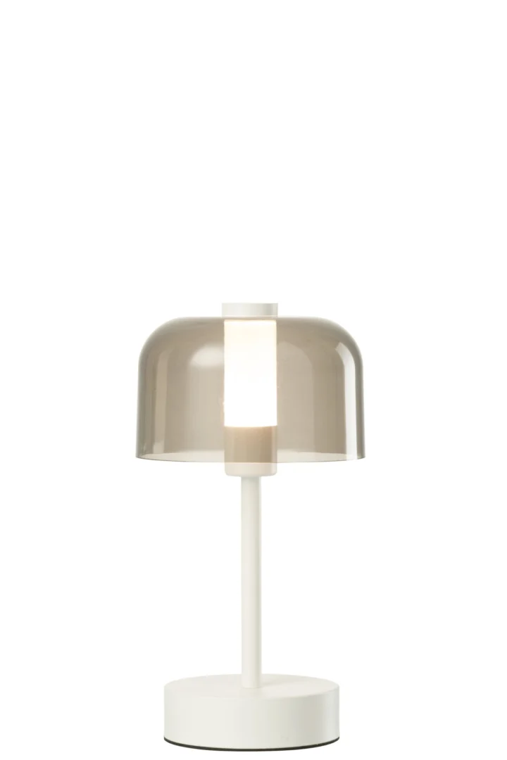 Tafellamp Lemmone Wit H24 cm met geïntegreerde LED en moderne kap van metaal en kunststof