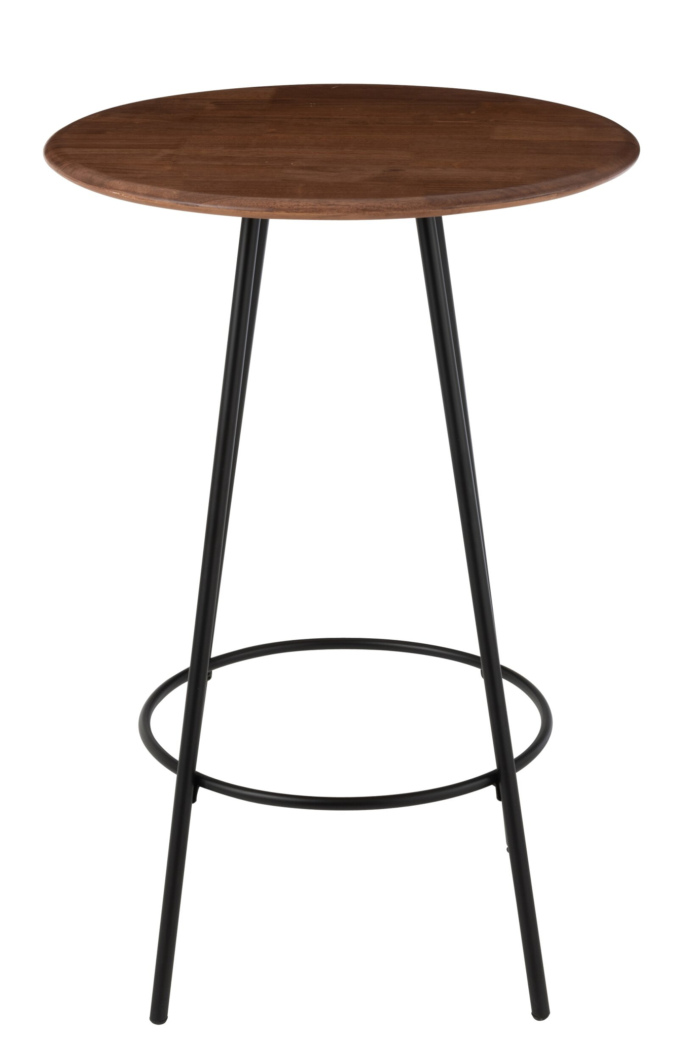 Bartafel Zauskello Staal 60 cm met naturel houten blad en slanke zwarte metalen poten