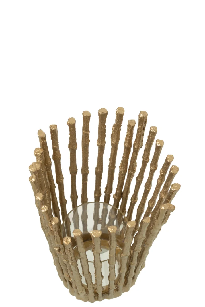 Kandelaar Traalvena Aluminium Goud H25 cm - Afbeelding 3