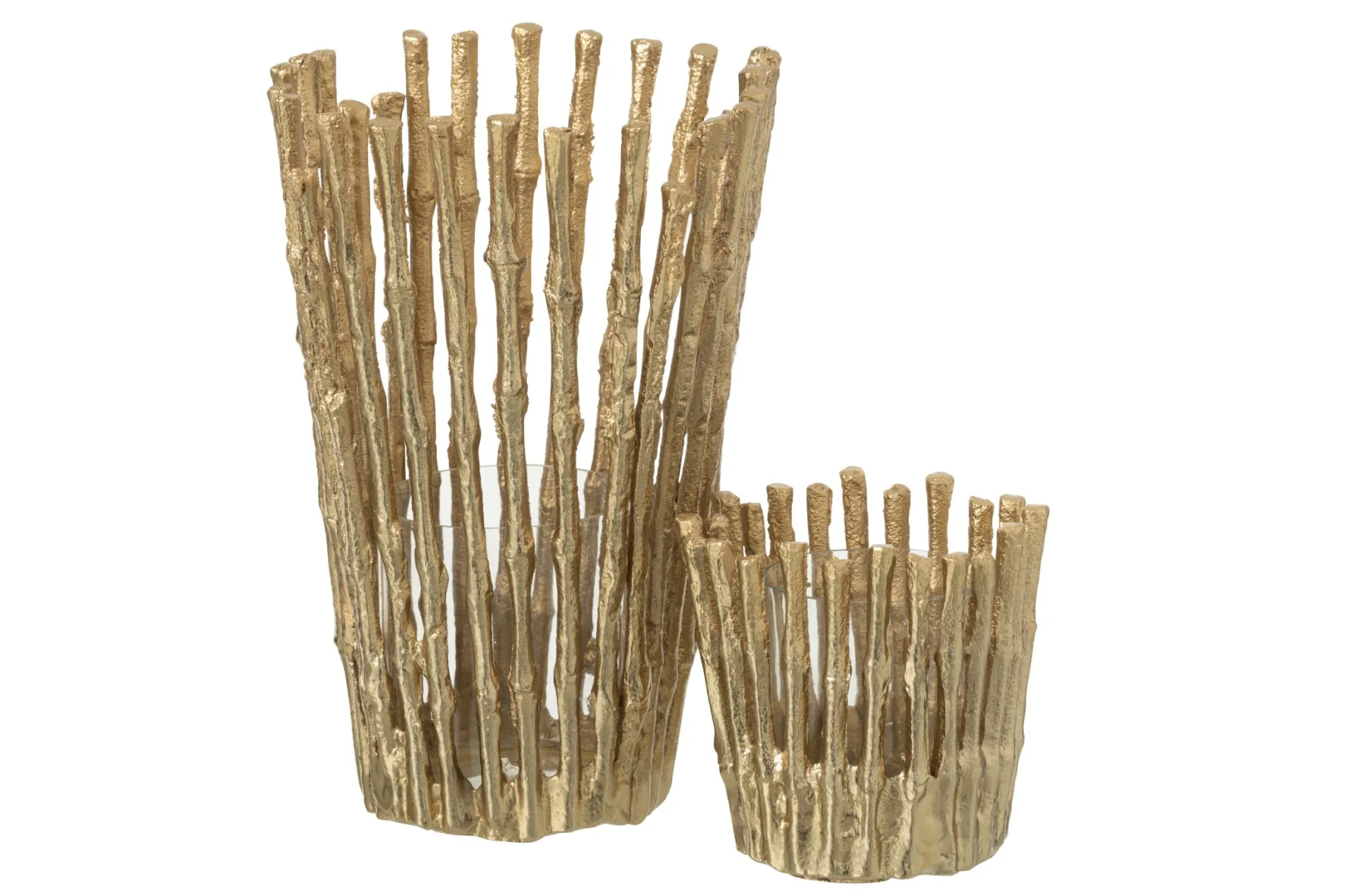 Kandelaar Traalvena Aluminium Goud H25 cm - Afbeelding 4