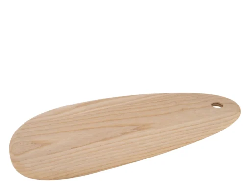 Serveerplank Seisse hout naturel van essenhout, lang en ovaal met handig ophanggat
