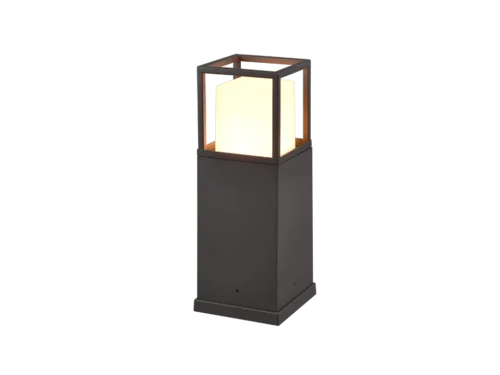 Buitenlamp Bubella antraciet, moderne LED-sokkel met warm licht en strak metalen design