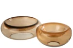 Kom Gransek Glas Bruin, ronde decoratieve glazen schaal in warme bruine tint, 33 cm breed