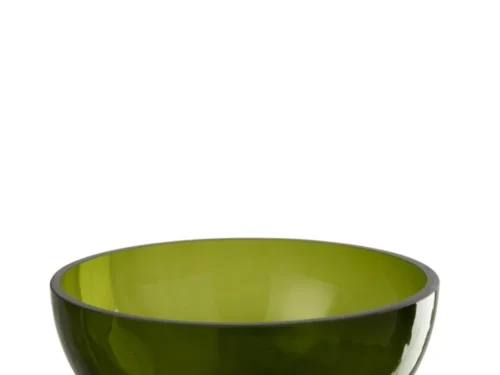 Vaas Hodio van groen glas met compacte ronde vorm en elegante, transparante look
