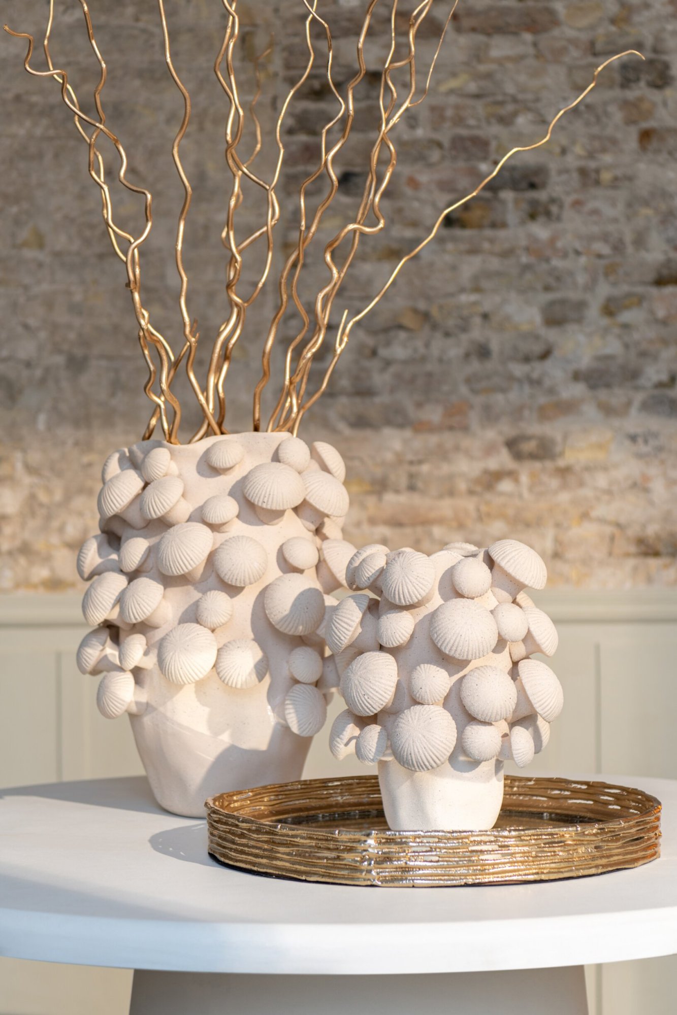 Vaas Tekang Klei Beige H46 cm - Afbeelding 2
