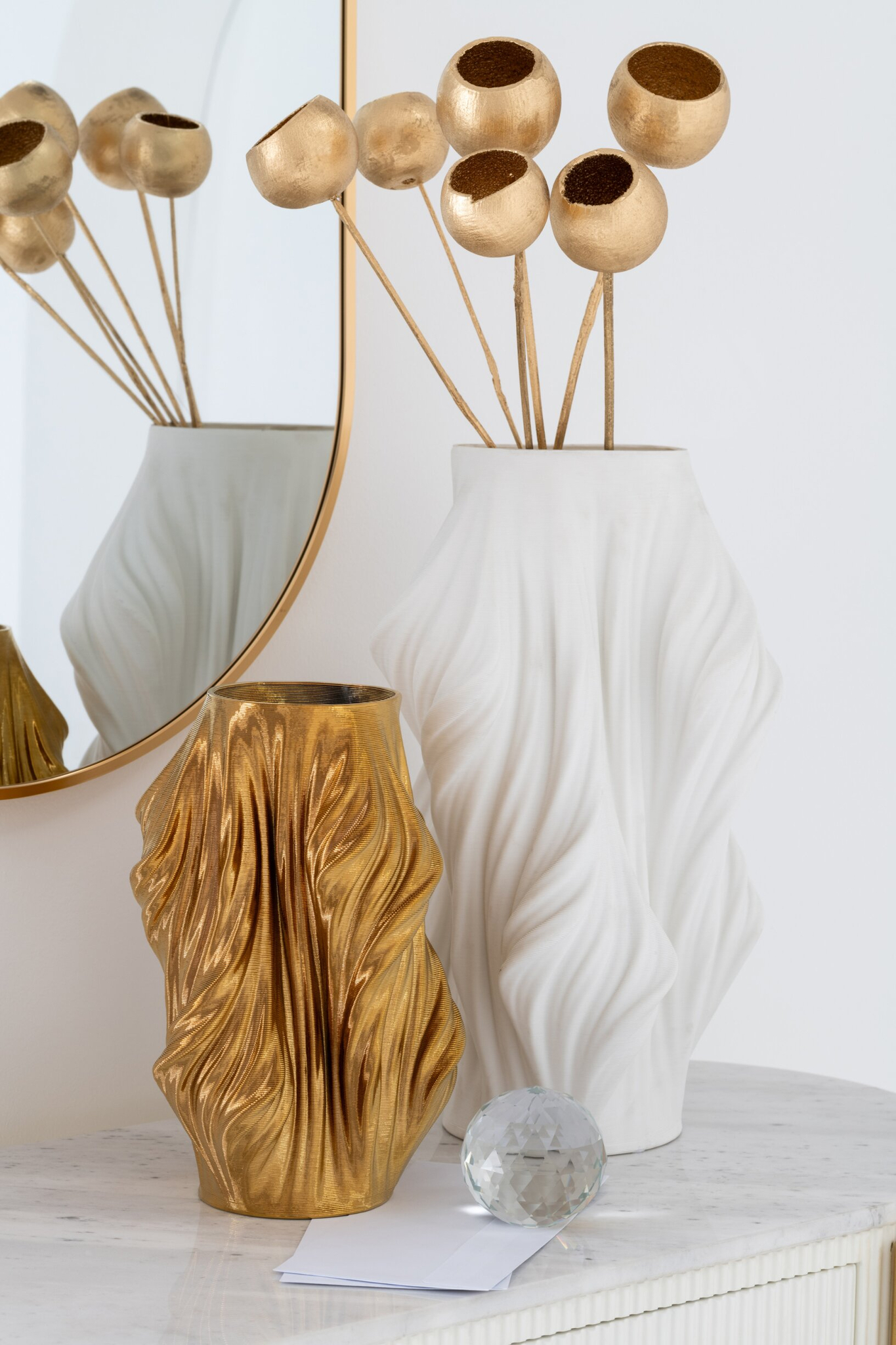 Steengoedvaas Veesonte Steen Goud H28 cm - Afbeelding 2
