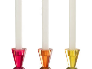 Kandelaar Paukesta Glas Geel H17,3 cm - Set van 3