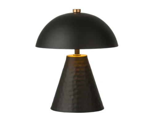 Tafellamp Heusden zwart, compact ontwerp met LED-verlichting en warme gouden details, H18,5 cm