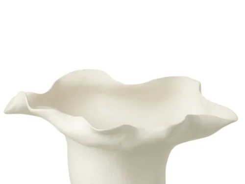 Helixvaas Baanso keramiek wit H31 cm met onregelmatige brede vorm en organische uitstraling