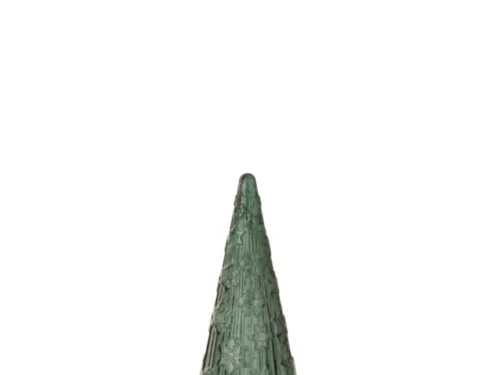 Kerstboom Gellan van donkergroen glas, 43 cm hoog, met elegante kegelvorm en verfijnde reliëfdetails