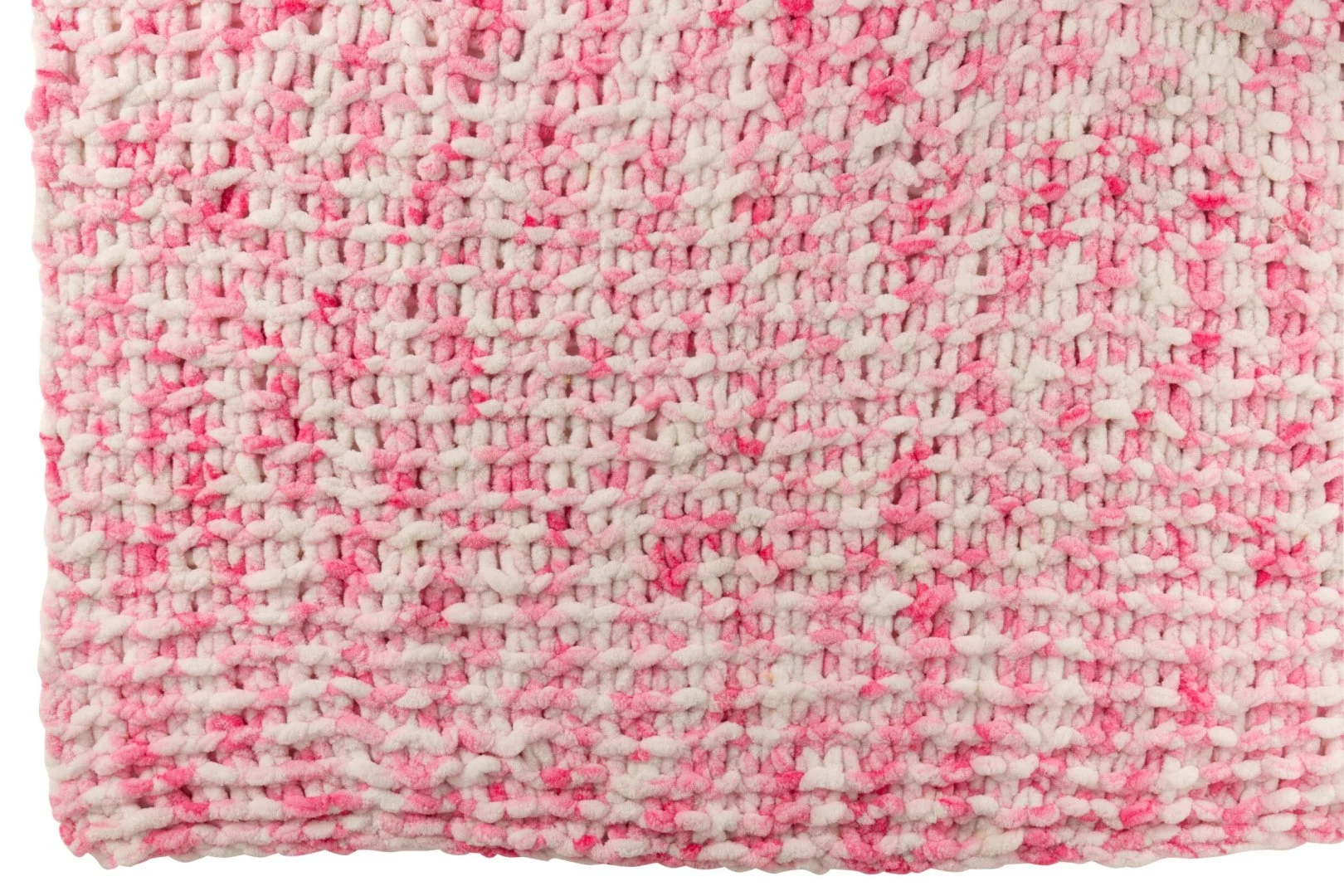 Deken Coonnura Roze, gebreid in roze en wit, met zachte textuur en warme uitstraling