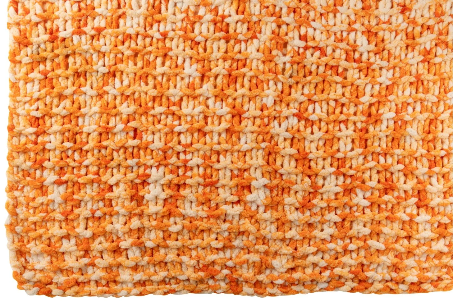 Deken Kolding Oranje, gebreid plaid in oranje en wit met zachte, gezellige structuur