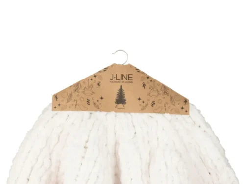 Cumane witte gebreide kerstboomrok van polyester met rood randdetail en ophanghaak‎
