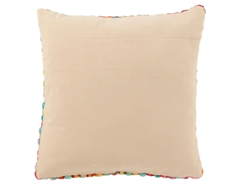 Kussen Stibas meerkleurig 50x50 cm met gebreide rand en beige voorkant voor een levendig accent op de bank