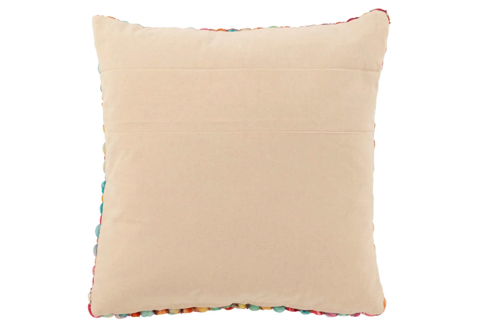Kussen Stibas meerkleurig 50x50 cm met gebreide rand en beige voorkant voor een levendig accent op de bank