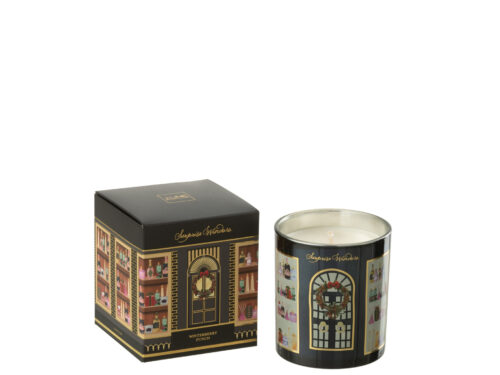 Geurkaars Klustello Zwart in zwarte glazen houder met Winterberry Punch geur, inclusief luxe verpakking