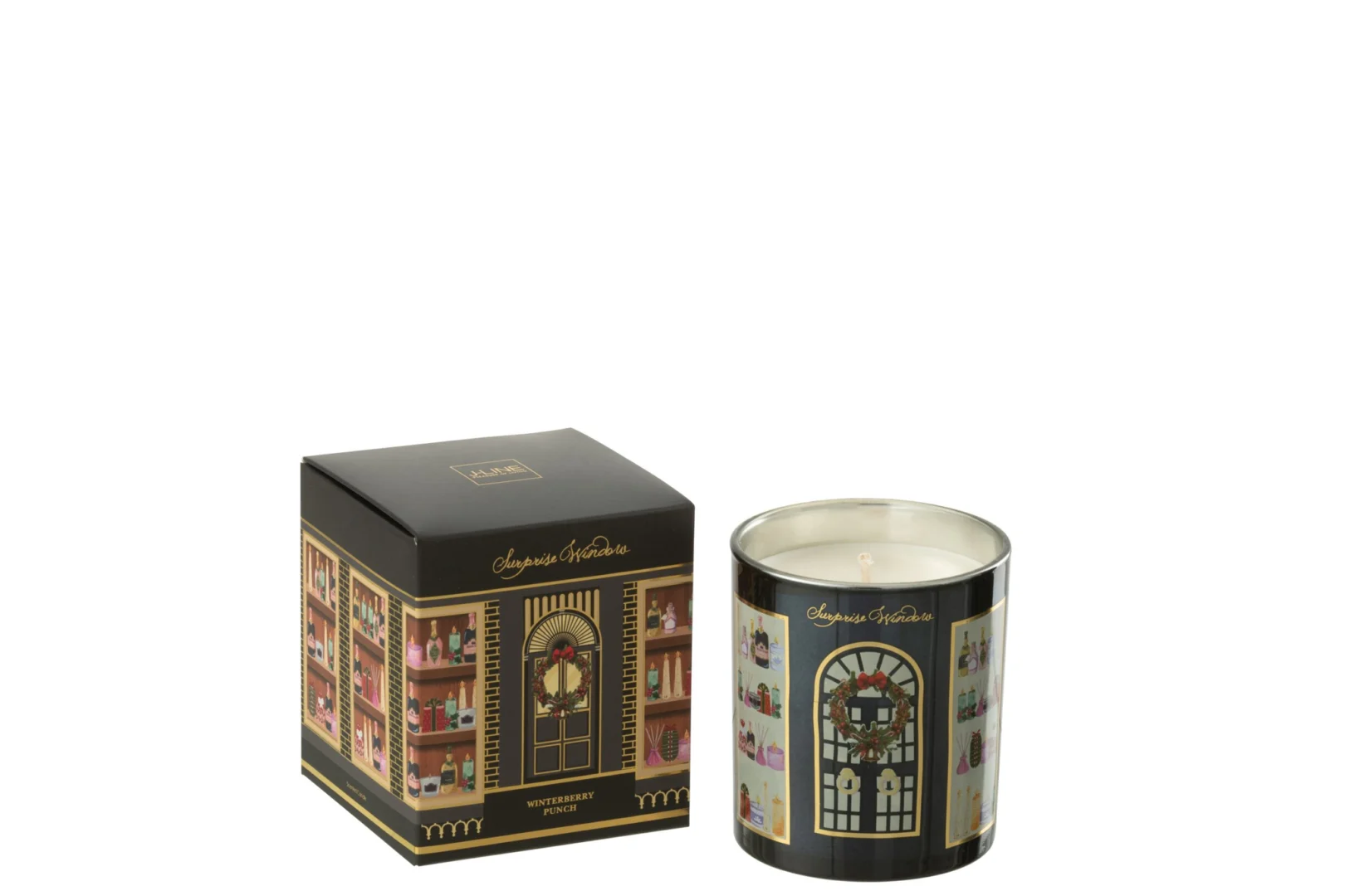 Geurkaars Klustello Zwart in zwarte glazen houder met Winterberry Punch geur, inclusief luxe verpakking
