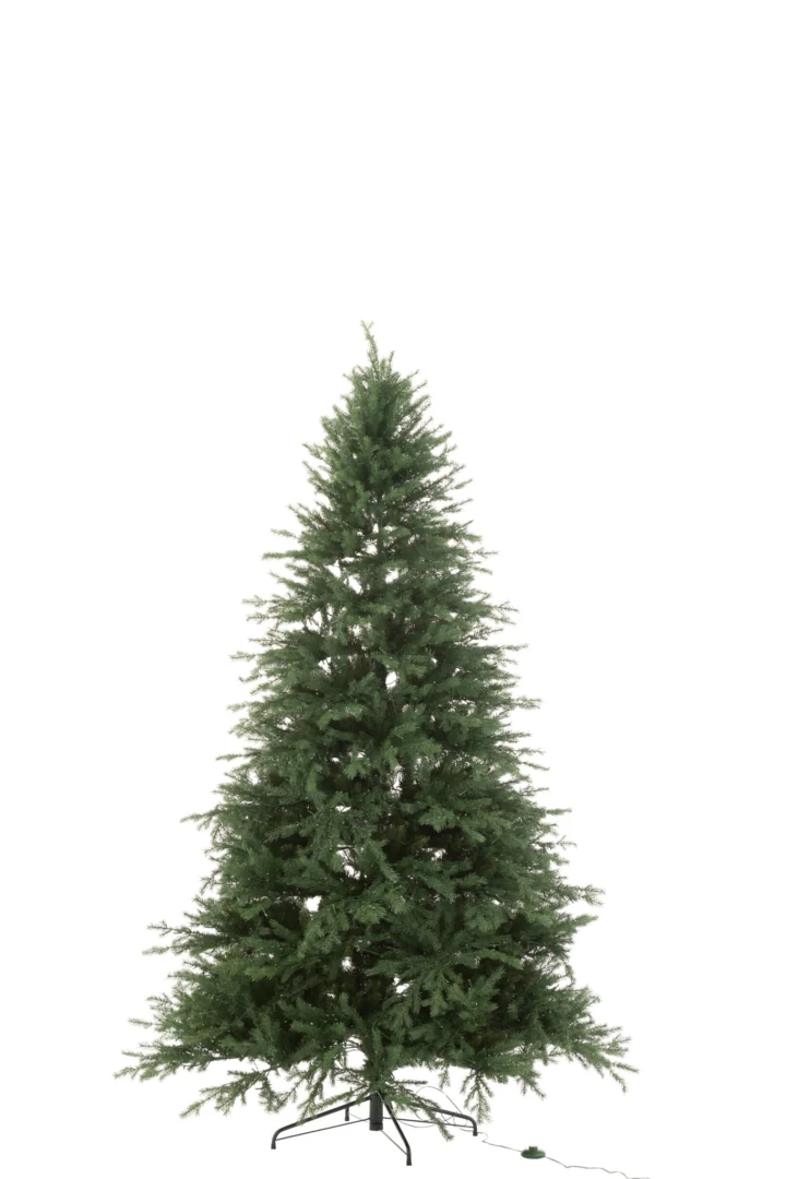 Kerstboom Nibonte Metaal Groen H225 cm, hoge donkergroene kunstkerstboom met stevige metalen standaard