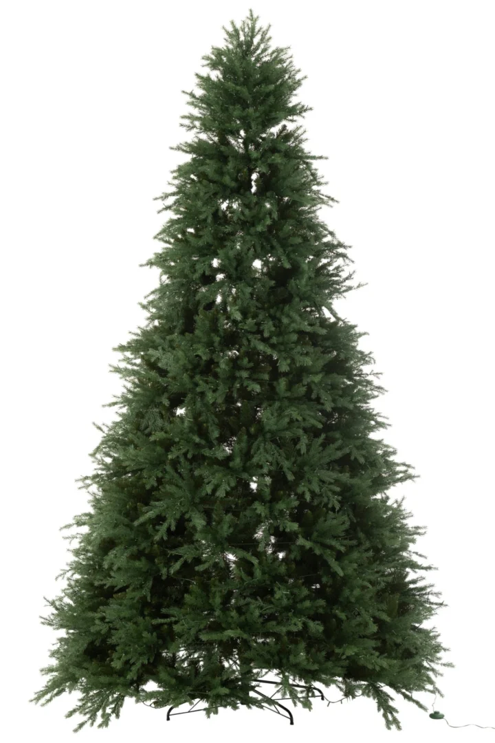 Kerstboom Kevar Metaal Groen H325 cm, grote kunstkerstboom met realistische takken en stevige metalen voet