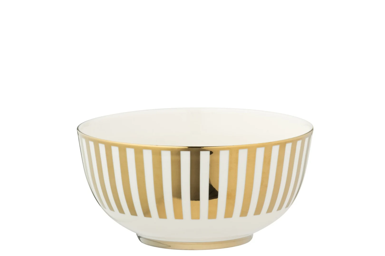 Opbergdoos Deidand porselein goud-wit met gestreepte afwerking, compact rond design voor stijlvolle opslag