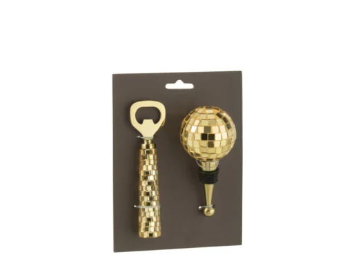 Opbergdoos Dansea Glas Goud met goudkleurige mozaïekafwerking en compacte decoratieve vorm