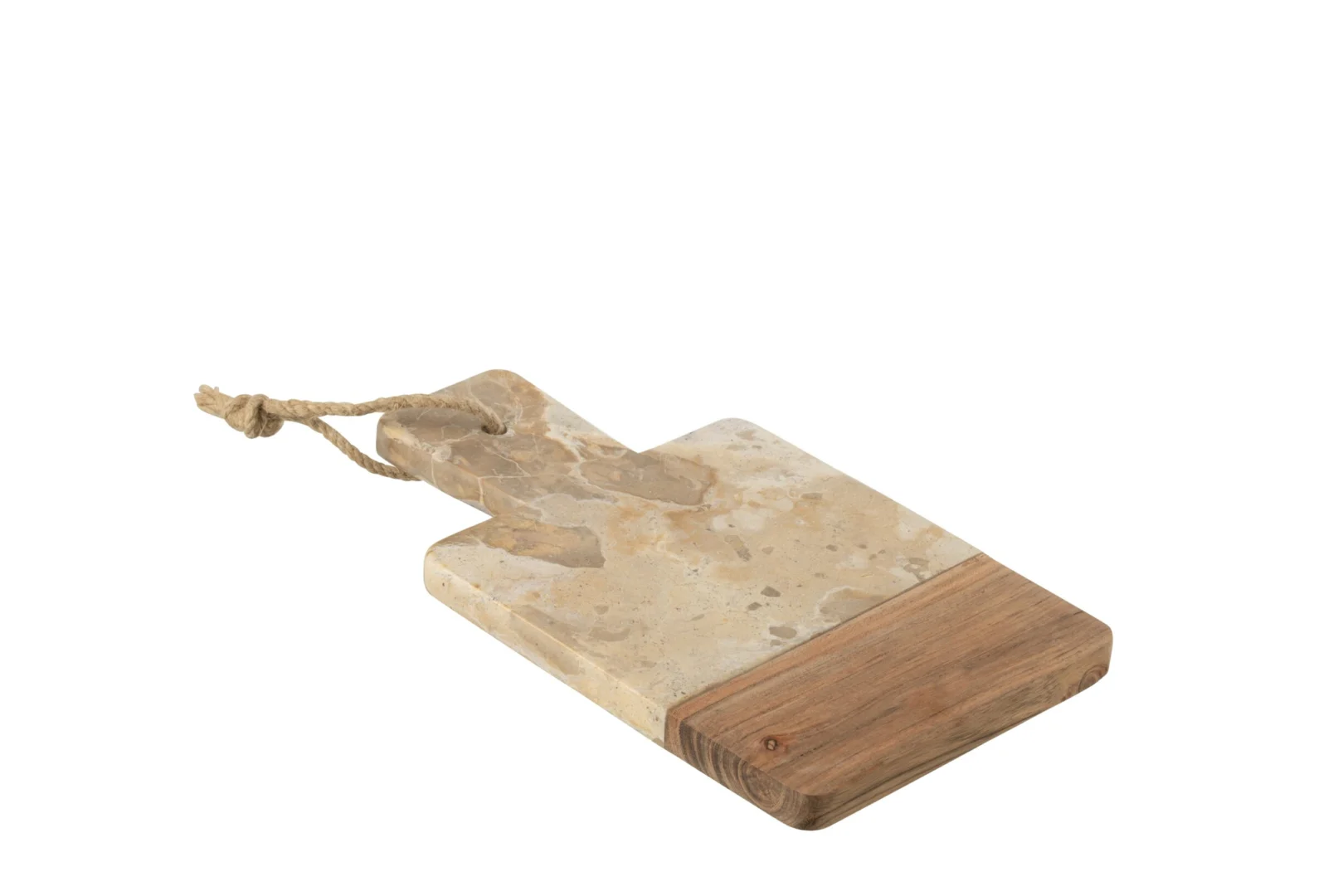 Kaasplank Voostano Marmer 27 cm met beige marmer, acaciahout en touwgreep