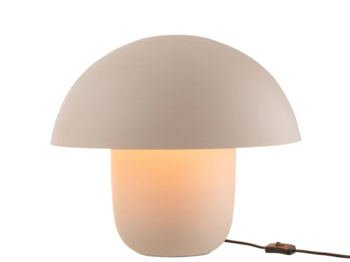 Beige Tafellamp Laantor met stevige ijzeren vorm en royale paddenstoelvorm, H44 cm