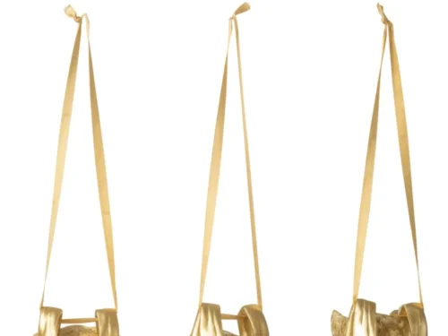Set van 3 gouden Visken polyresin decoratiefiguren met ophanglinten en fijne details